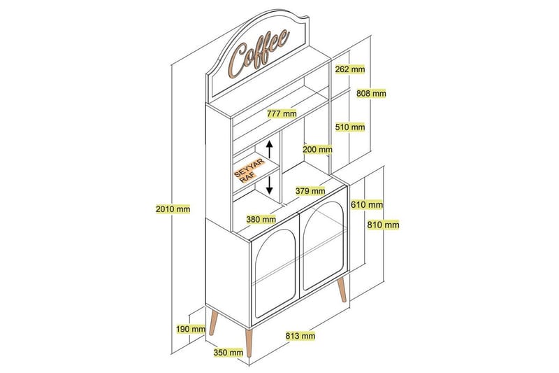 Kaffebarskåp Hazim Två Gräddfärgad / Rany - Gräddfärgad / Rany - Förvaring - Skåp - Barskåp
