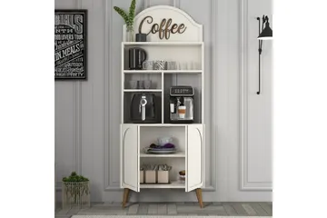 Kaffebarskåp Hazim Två Gräddfärgad / Valnöt - Gräddfärgad / Valnöt - Förvaring - Skåp - Barskåp