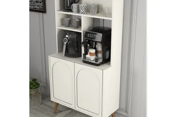 Kaffebarskåp Hazim Två Gräddfärgad / Valnöt - Gräddfärgad / Valnöt - Förvaring - Skåp - Barskåp