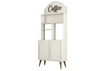 Kaffebarskåp Hazim Två Gräddfärgad / Valnöt