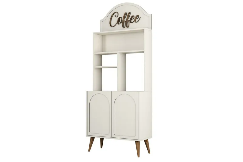 Kaffebarskåp Hazim Två Gräddfärgad / Valnöt, Gräddfärgad / Valnöt