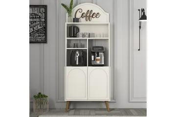 Kaffebarskåp Hazim Två Gräddfärgad / Valnöt - Gräddfärgad / Valnöt - Förvaring - Skåp - Barskåp