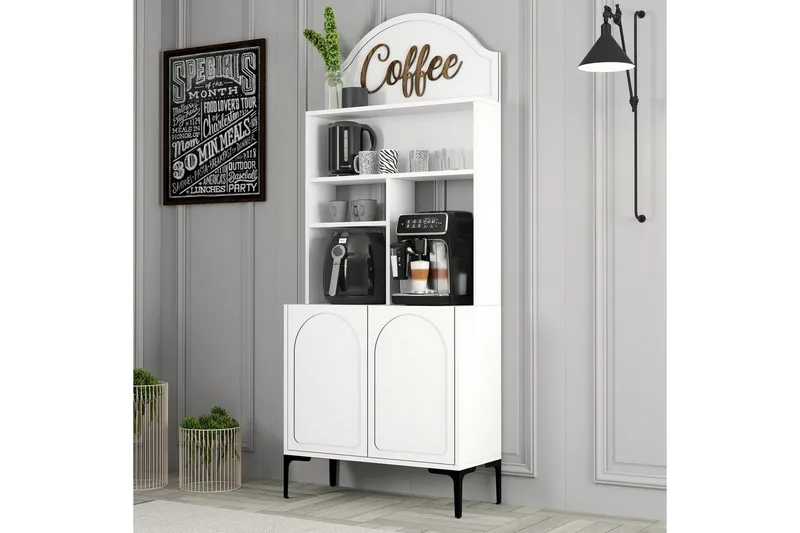Kaffebarskåp Hazim Två Vit / Svart - Vit / Svart - Förvaring - Skåp - Barskåp