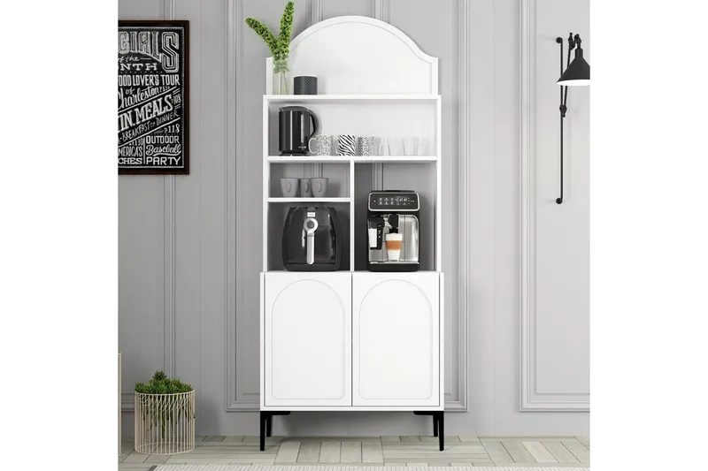Kaffebarskåp Hazim Två Vit / Svart - Vit / Svart - Förvaring - Skåp - Barskåp