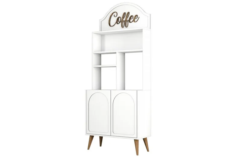 Kaffebarskåp Hazim Två Vit / Valnöt, Vit / Valnöt