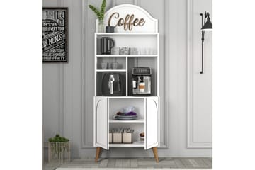 Kaffebarskåp Hazim Två Vit / Valnöt - Vit / Valnöt - Förvaring - Skåp - Barskåp