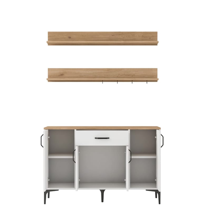 Kalvik Multifunktionsskåp 120x78,6x40 cm - Vitt och valnöt - Förvaring - Skåp - Köksskåp