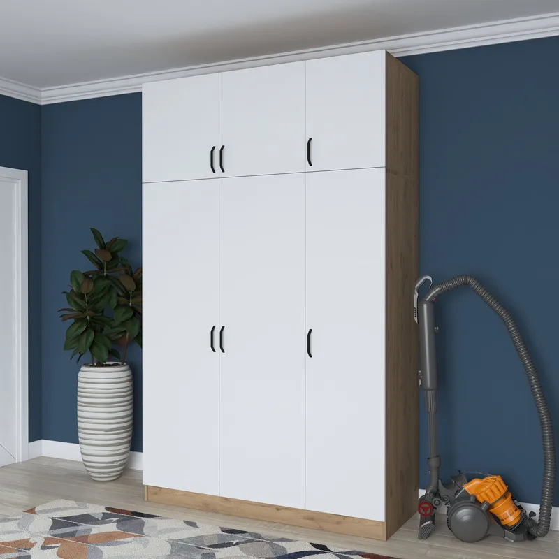 Kaolins Garderob 145x239x55 cm - Valnöt och vit - Förvaring - Skåp - Garderobsskåp