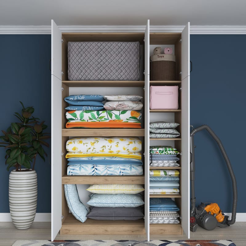 Kaolins Garderob 145x239x55 cm - Valnöt och vit - Förvaring - Skåp - Garderobsskåp