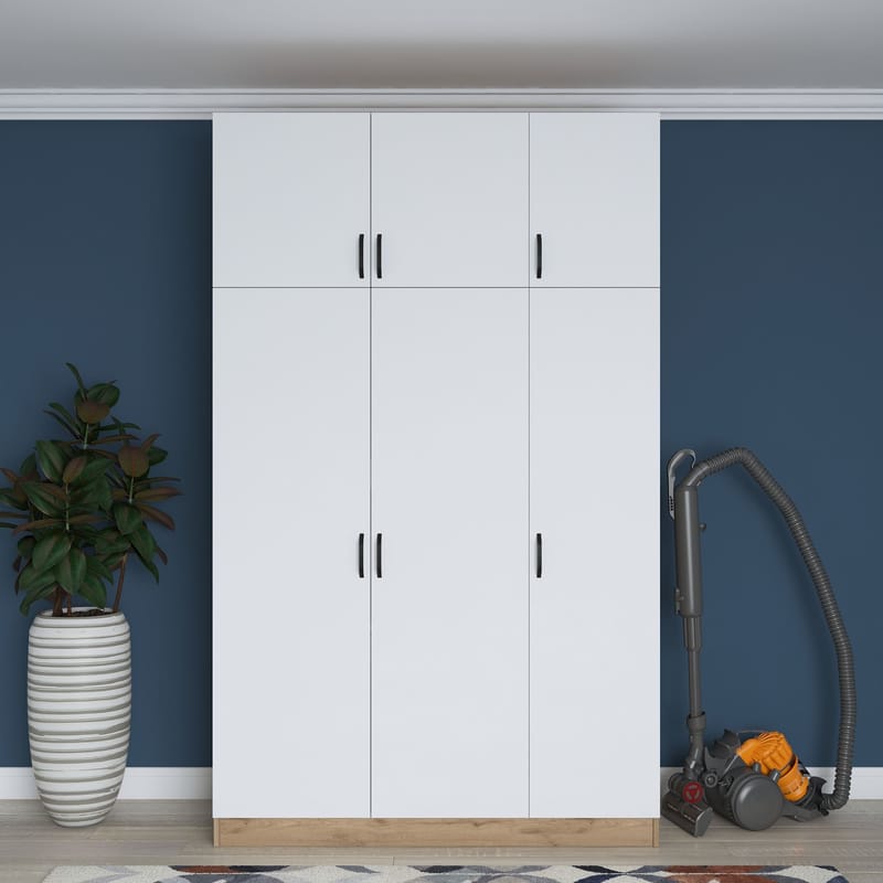 Kaolins Garderob 145x239x55 cm - Valnöt och vit - Förvaring - Skåp - Garderobsskåp