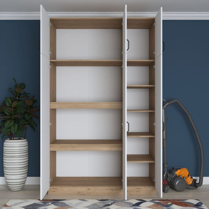 Kaolins Garderob 145x239x55 cm - Valnöt och vit - Förvaring - Skåp - Garderobsskåp