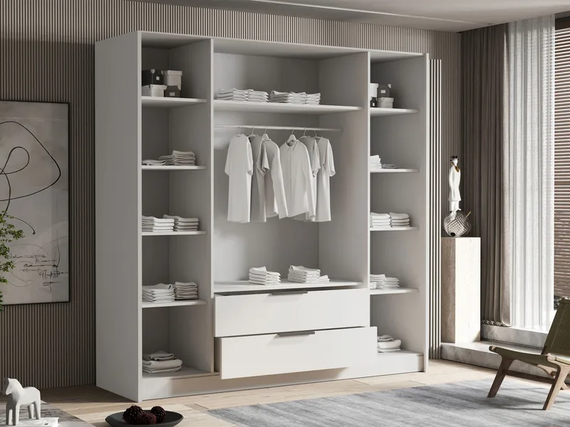 Kelros garderob 200x216 cm - Svart, vit - Förvaring - Skåp - Garderobsskåp