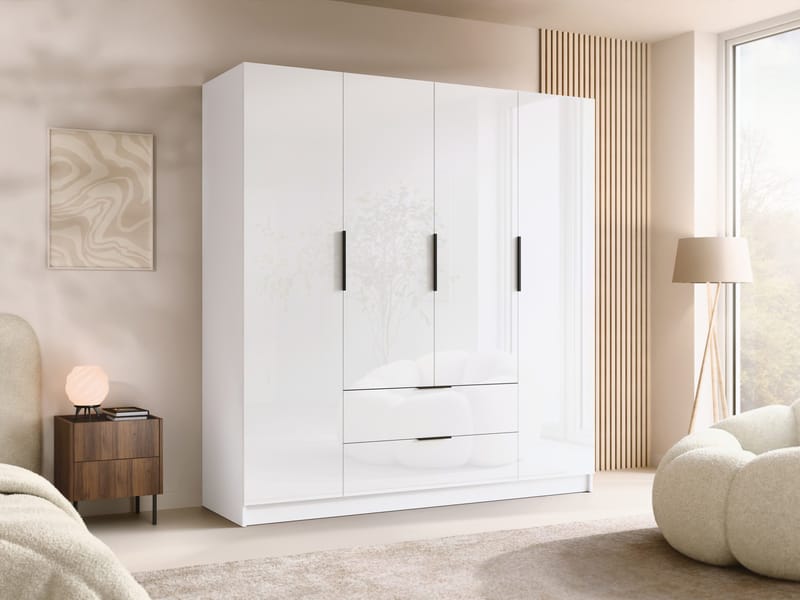 Kelros garderob 200x216 cm - Svart, vit - Förvaring - Skåp - Garderobsskåp