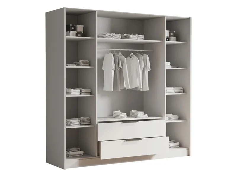 Kelros garderob 200x216 cm - Svart, vit - Förvaring - Skåp - Garderobsskåp