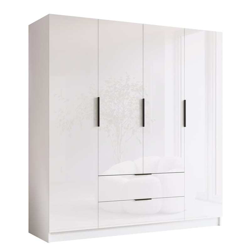 Kelros garderob 200x216 cm, Svart, vit