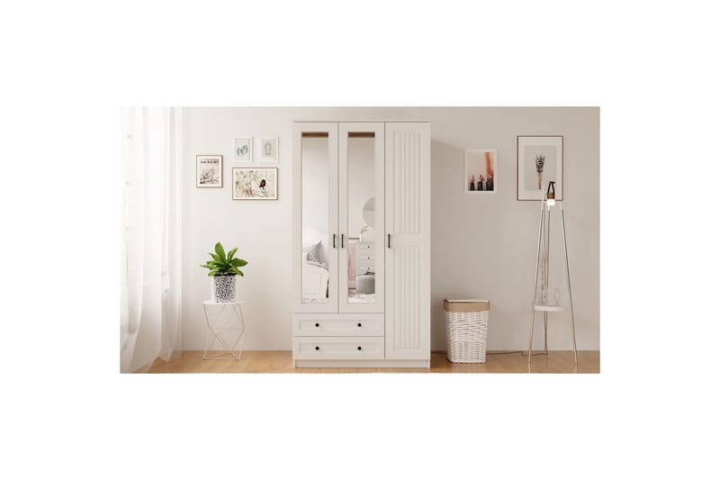Kesra Garderobsskåp 105x184 cm - Matt Vit - Förvaring - Sko- & klädförvaring - Garderober & garderobssystem