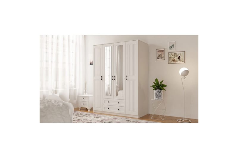 Kesra Garderobsskåp 140x184 cm - Matt Vit - Förvaring - Skåp - Garderobsskåp