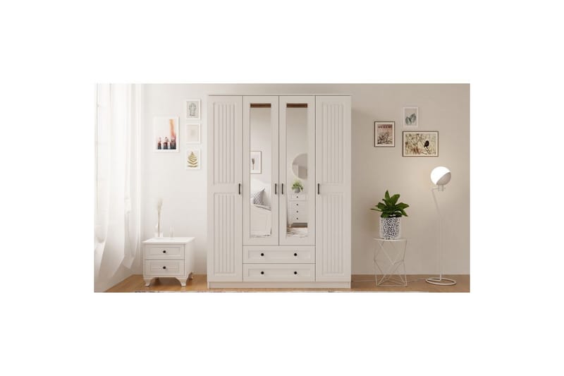 Kesra Garderobsskåp 140x184 cm - Matt Vit - Förvaring - Skåp - Garderobsskåp