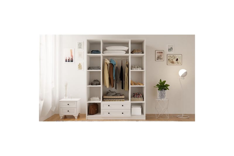 Kesra Garderobsskåp 140x184 cm - Matt Vit - Förvaring - Skåp - Garderobsskåp