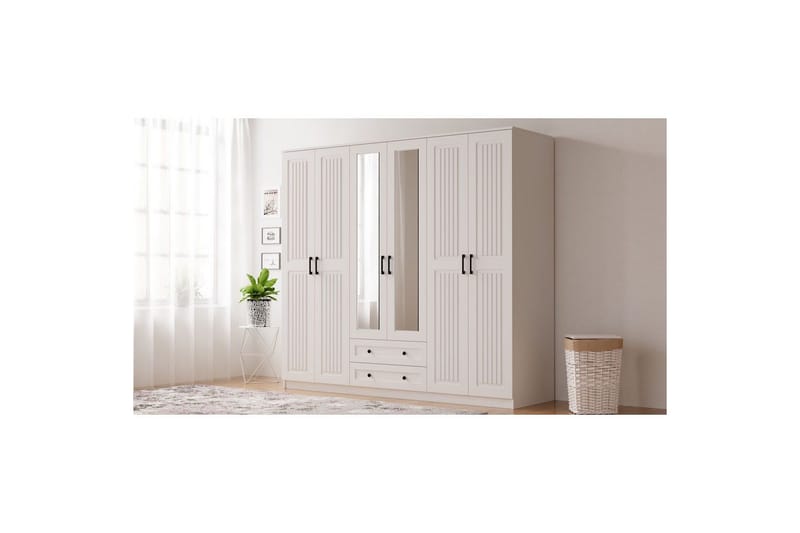 Kesra Garderobsskåp 210x184 cm - Matt Vit - Förvaring - Skåp - Garderobsskåp