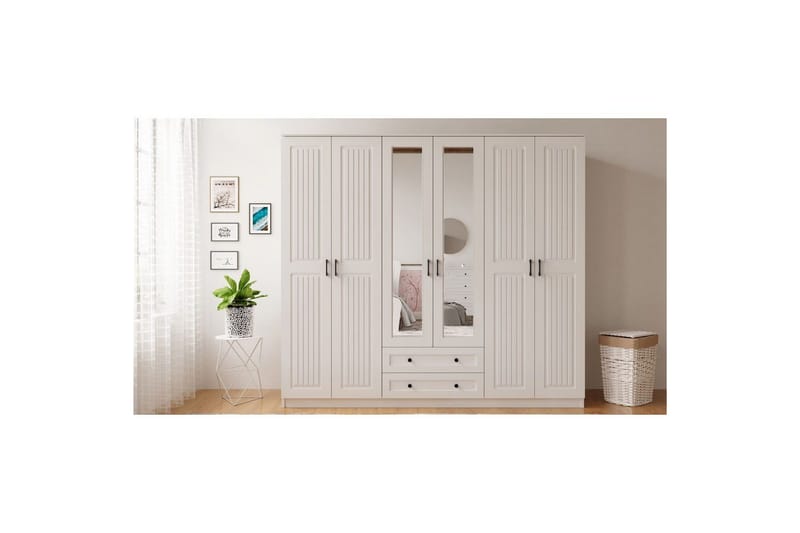 Kesra Garderobsskåp 210x184 cm - Matt Vit - Förvaring - Sko- & klädförvaring - Garderober & garderobssystem