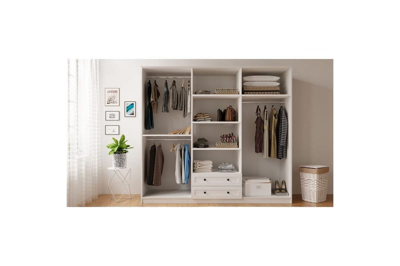 Kesra Garderobsskåp 210x184 cm - Matt Vit - Förvaring - Skåp - Garderobsskåp