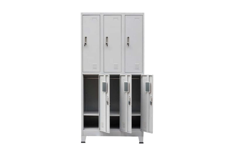 Klädskåp för omklädningsrum med 6 fack stål 90x45x180 cm grå - Grå - Skåp - Klädskåp & omklädningsskåp