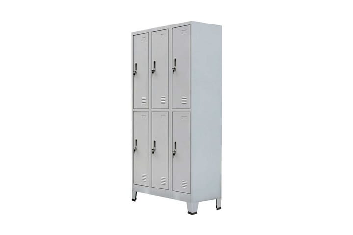 Klädskåp för omklädningsrum med 6 fack stål 90x45x180 cm grå - Grå - Klädskåp & omklädningsskåp - Skåp