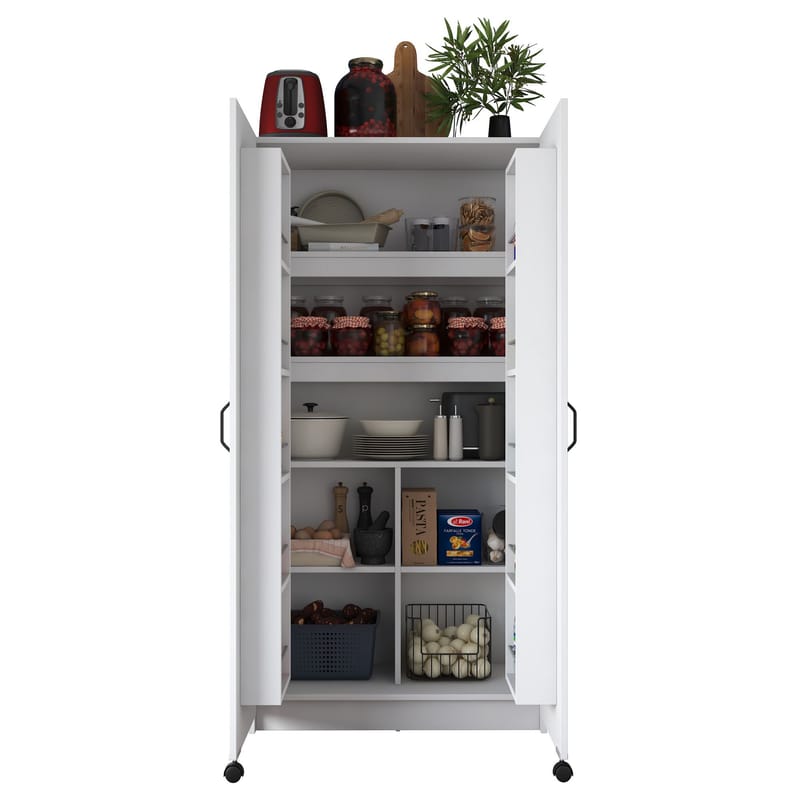Bralen Multifunktionsskåp 90x180x42 cm - Vit - Förvaring - Skåp - Köksskåp - Högskåp