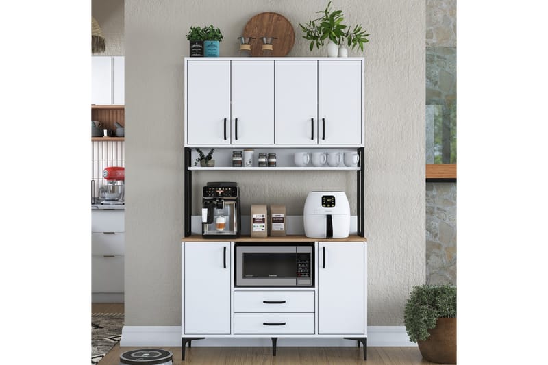 Eligius Högskåp - Vit/Valnöt - Förvaring - Skåp - Köksskåp - Högskåp