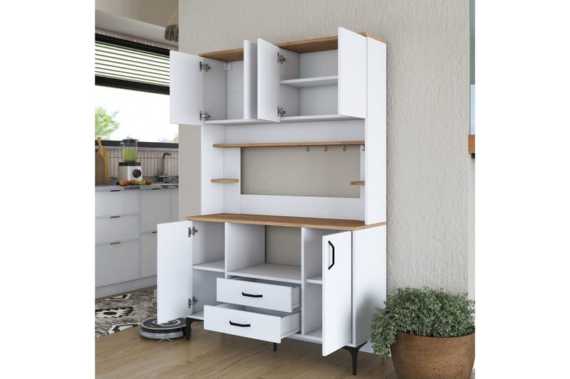 Eligius Högskåp - Vit/Valnöt - Förvaring - Skåp - Köksskåp - Högskåp