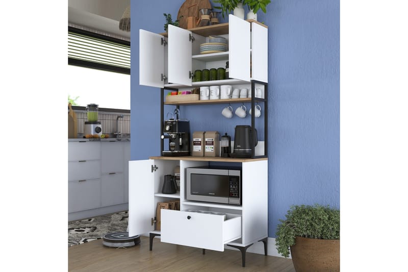 Eligius Högskåp - Vit/Valnöt - Förvaring - Skåp - Köksskåp - Högskåp