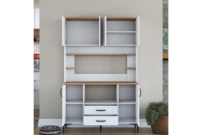 Eligius Högskåp - Vit/Valnöt - Förvaring - Skåp - Köksskåp - Högskåp