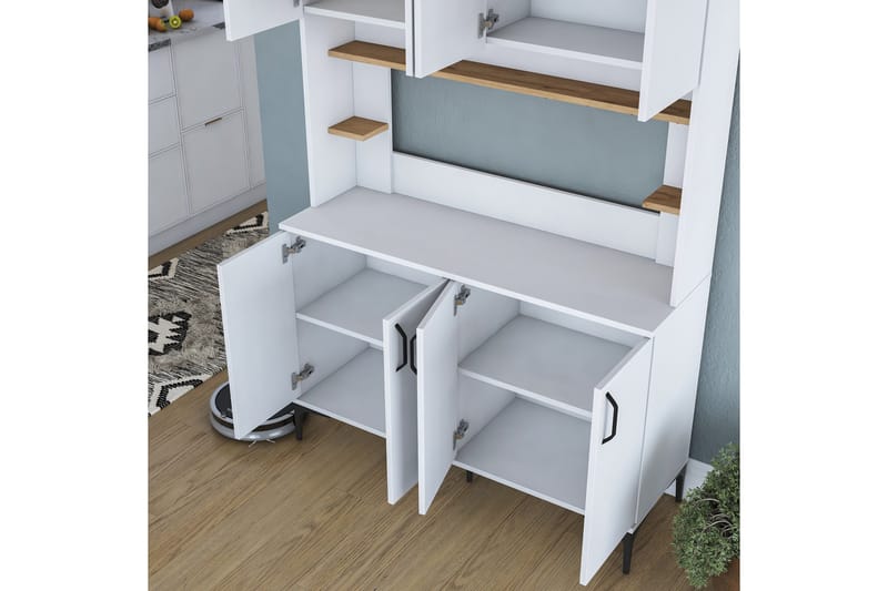 Eligius Högskåp - Vit/Valnöt - Förvaring - Skåp - Köksskåp - Högskåp