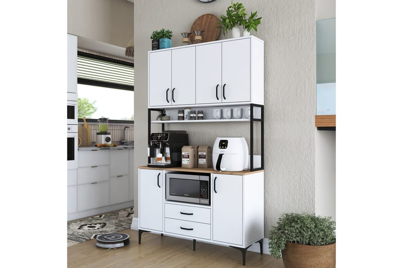 Eligius Högskåp - Vit/Valnöt - Förvaring - Skåp - Köksskåp - Högskåp