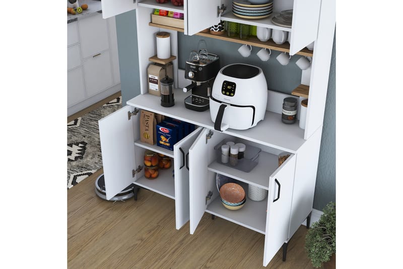 Eligius Högskåp - Vit/Valnöt - Förvaring - Skåp - Köksskåp - Högskåp