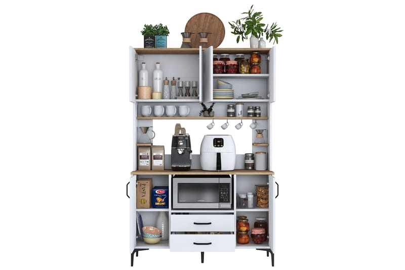 Eligius Högskåp - Vit/Valnöt - Förvaring - Skåp - Köksskåp - Högskåp