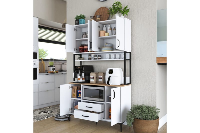 Eligius Högskåp - Vit/Valnöt - Förvaring - Skåp - Köksskåp - Högskåp