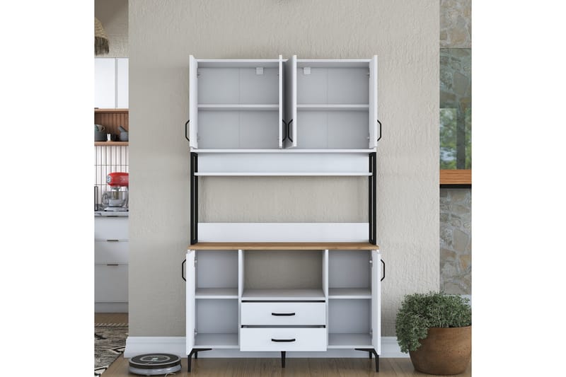 Eligius Högskåp - Vit/Valnöt - Förvaring - Skåp - Köksskåp - Högskåp