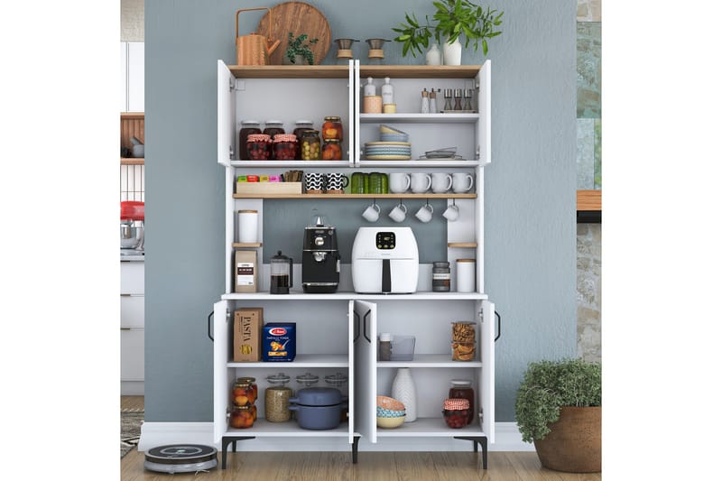 Eligius Högskåp - Vit/Valnöt - Förvaring - Skåp - Köksskåp - Högskåp