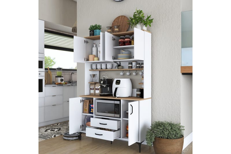 Eligius Högskåp - Vit/Valnöt - Förvaring - Skåp - Köksskåp - Högskåp