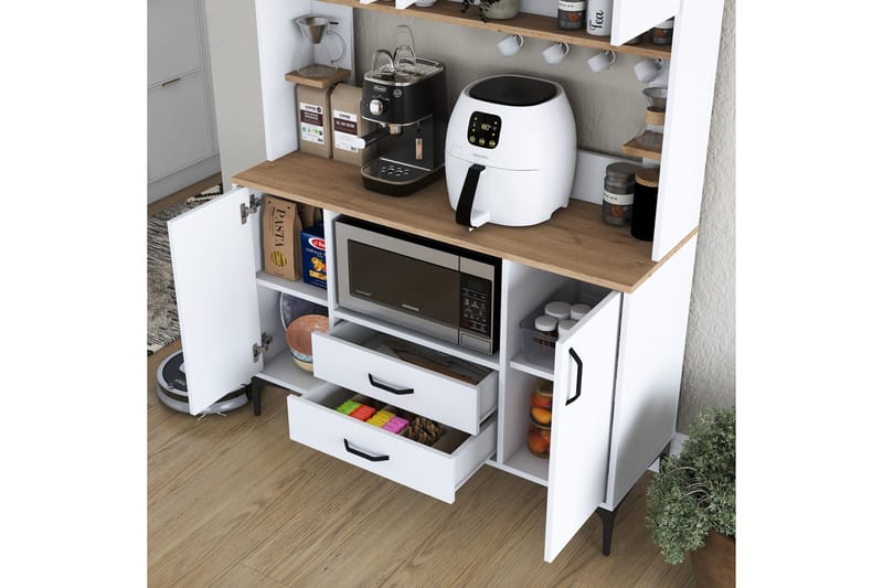 Eligius Högskåp - Vit/Valnöt - Förvaring - Skåp - Köksskåp - Högskåp