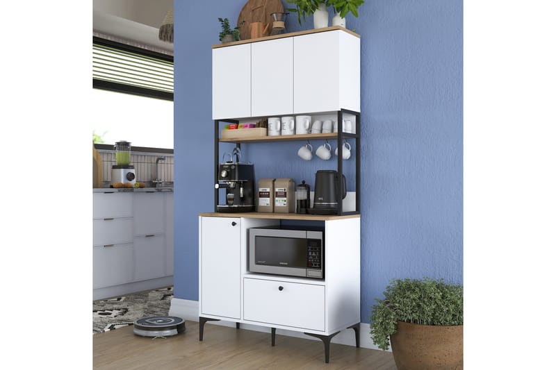 Eligius Högskåp - Vit/Valnöt - Förvaring - Skåp - Köksskåp - Högskåp