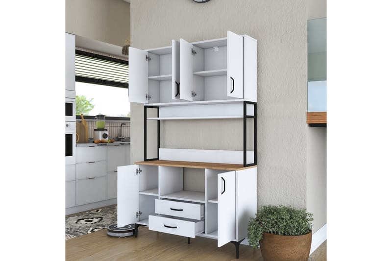 Eligius Högskåp - Vit/Valnöt - Förvaring - Skåp - Köksskåp - Högskåp