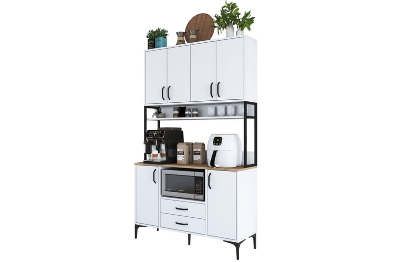 Eligius Högskåp - Vit/Valnöt - Förvaring - Skåp - Köksskåp - Högskåp