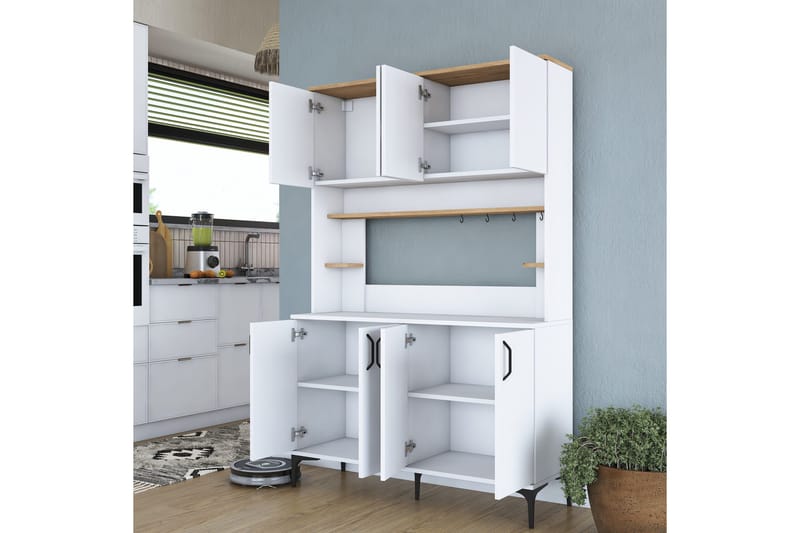 Eligius Högskåp - Vit/Valnöt - Förvaring - Skåp - Köksskåp - Högskåp