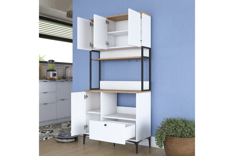 Eligius Högskåp - Vit/Valnöt - Förvaring - Skåp - Köksskåp - Högskåp