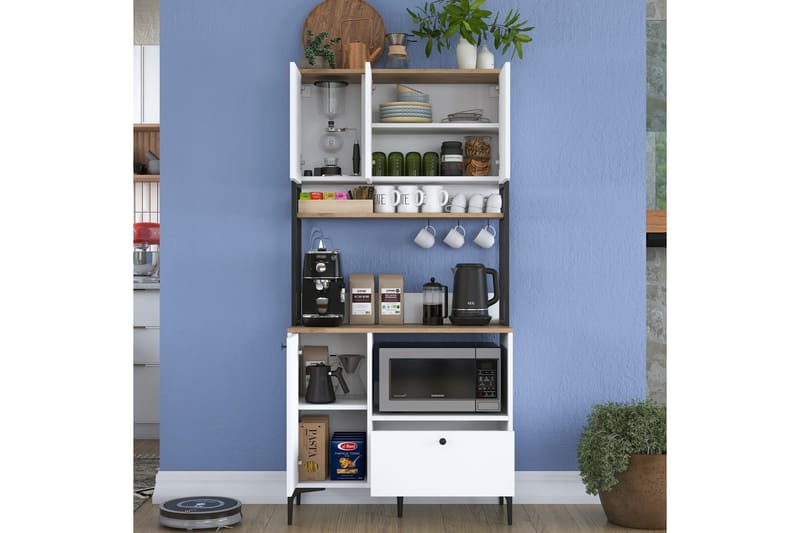 Eligius Högskåp - Vit/Valnöt - Förvaring - Skåp - Köksskåp - Högskåp