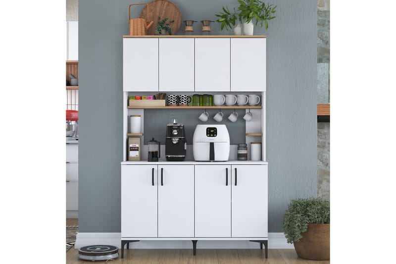 Eligius Högskåp - Vit/Valnöt - Förvaring - Skåp - Köksskåp - Högskåp