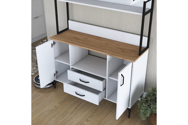 Eligius Högskåp - Vit/Valnöt - Förvaring - Skåp - Köksskåp - Högskåp